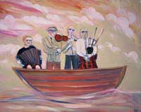 A band in a boat
